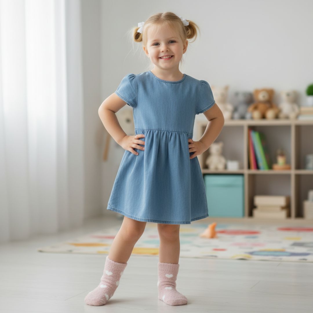 Pink Fuzzy Kids Socks | Ultra Soft Ankle Socks with White Hearts - Image 3