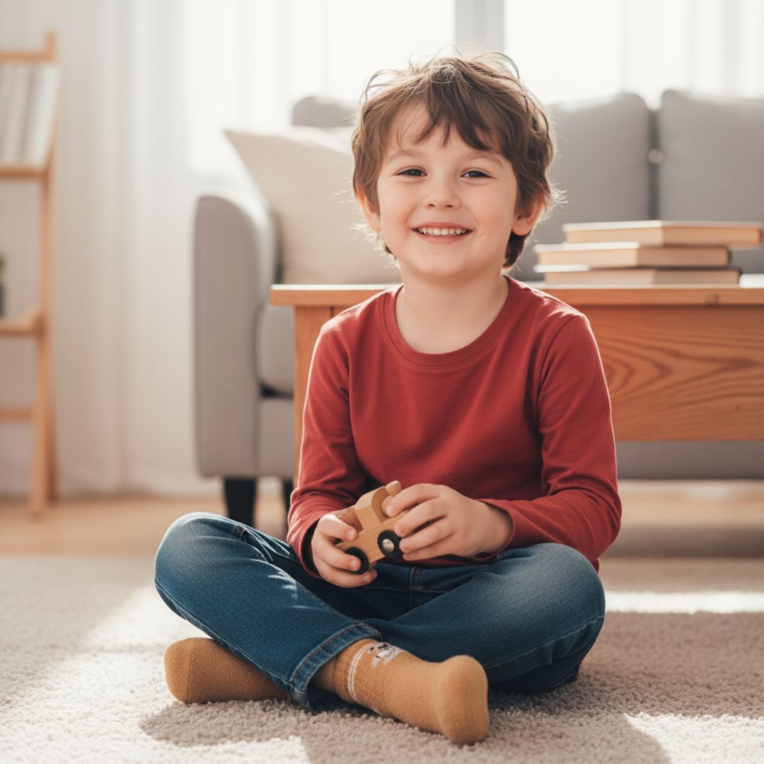 Soft Mustard Yellow Critter Kids Ankle Socks | Fuzzy Playtime Short Socks - Image 3