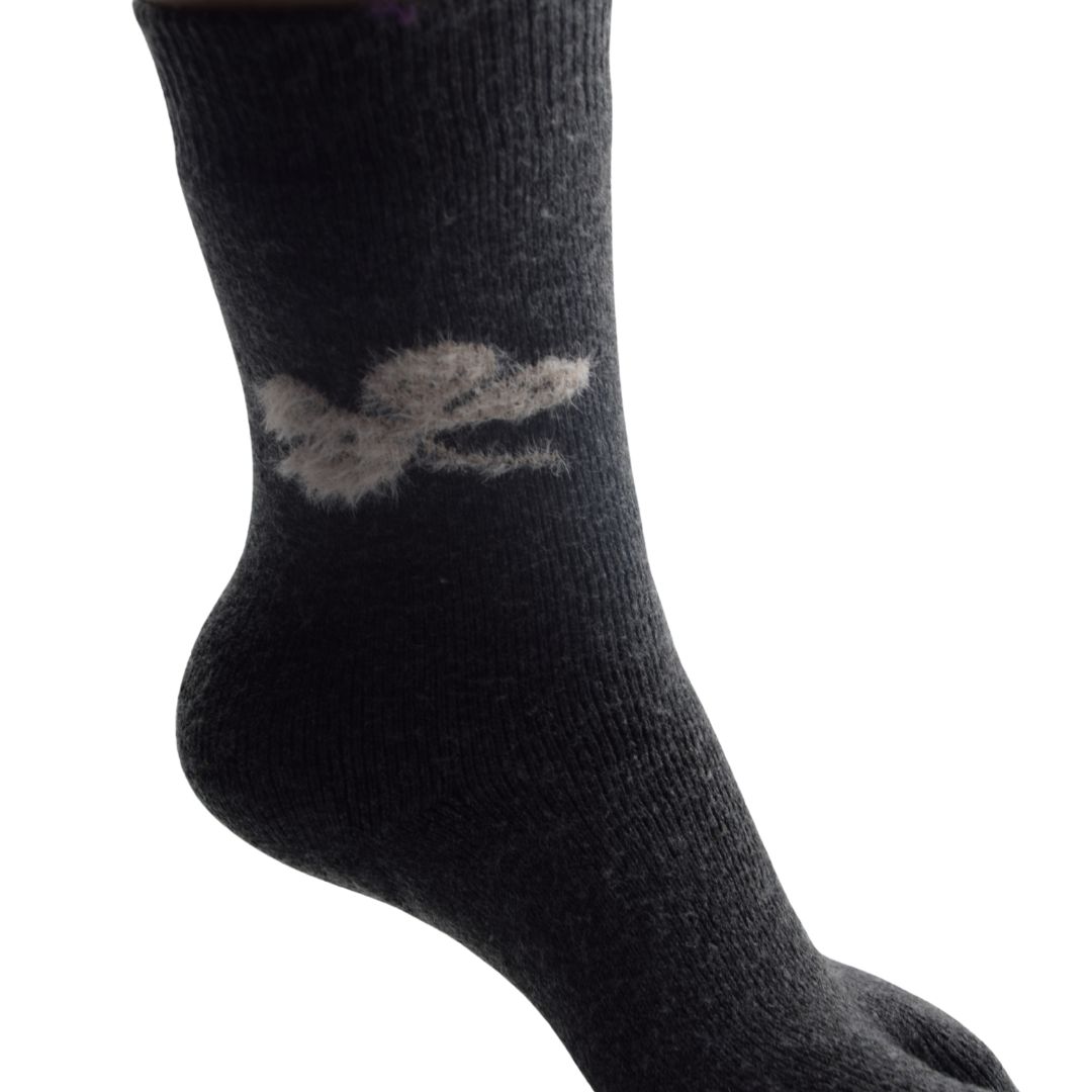 Dark Grey Woolen Thermal Socks | Soft Warm Camel Hair Blend Winter Socks - Image 3