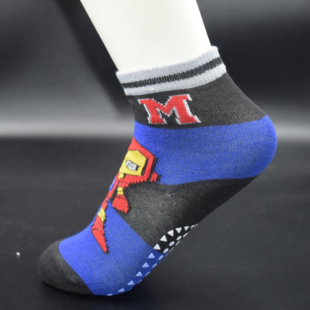 Breathable Cotton Kids' Anti-Skid Socks with Full Grip Sole and Bold Character Design - Image 4