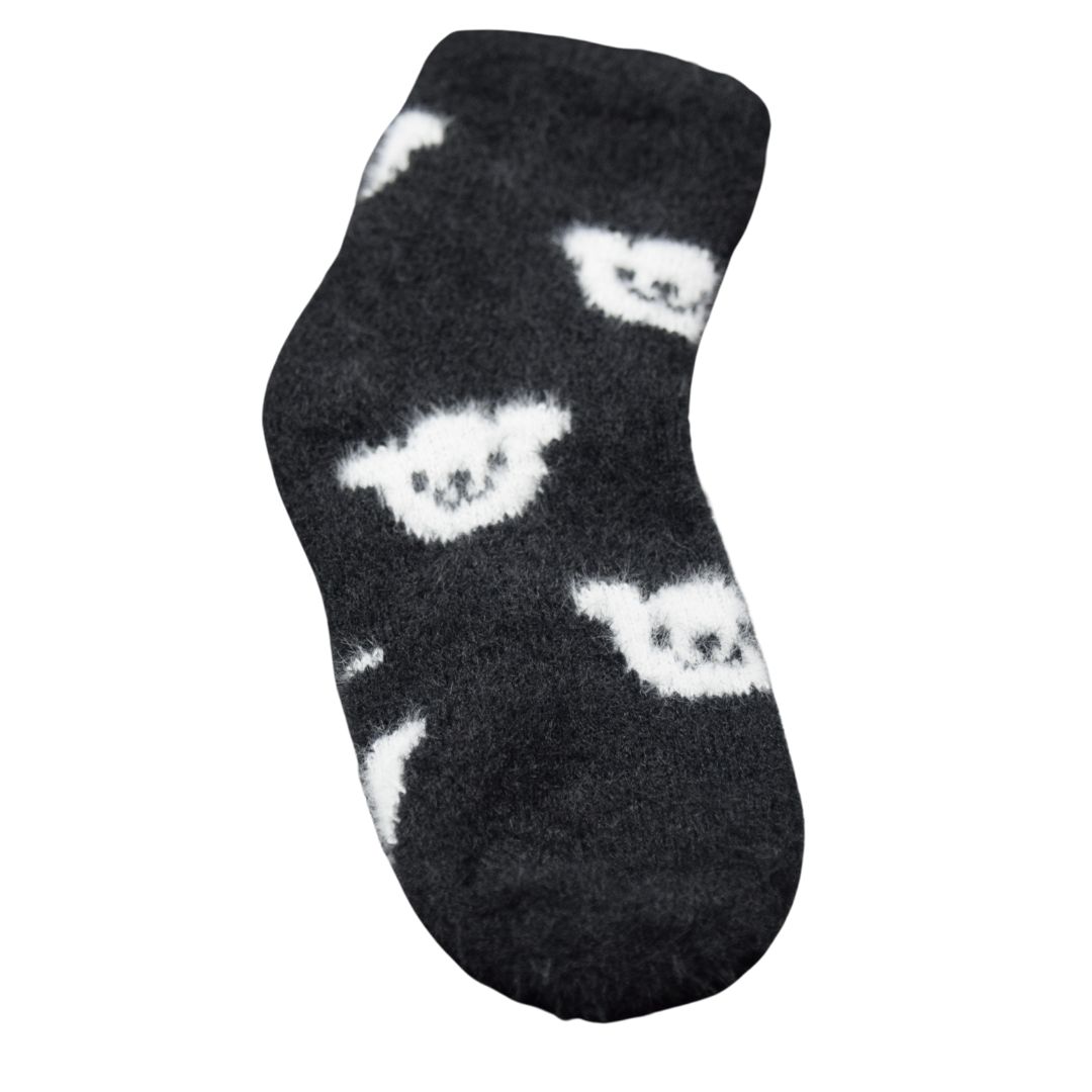 Ultra-Soft Thermal Knit Cozy Socks in Deep Black with Cute Pattern – Perfect for Winter Home Wear - Image 4