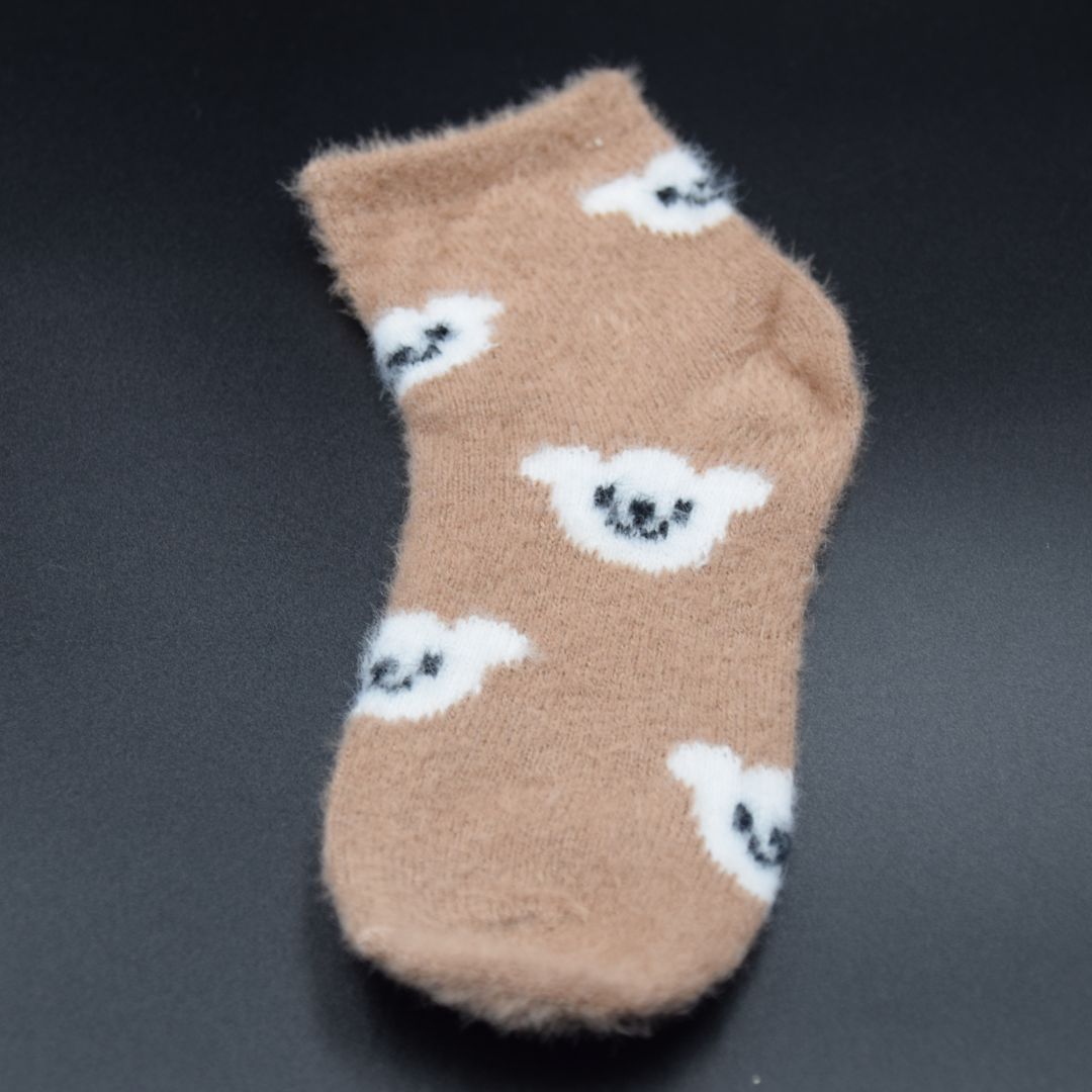 Cozy Brown Knit Fuzzy Socks with Deer Pattern-Perfect for Winter Home Wear - Image 4
