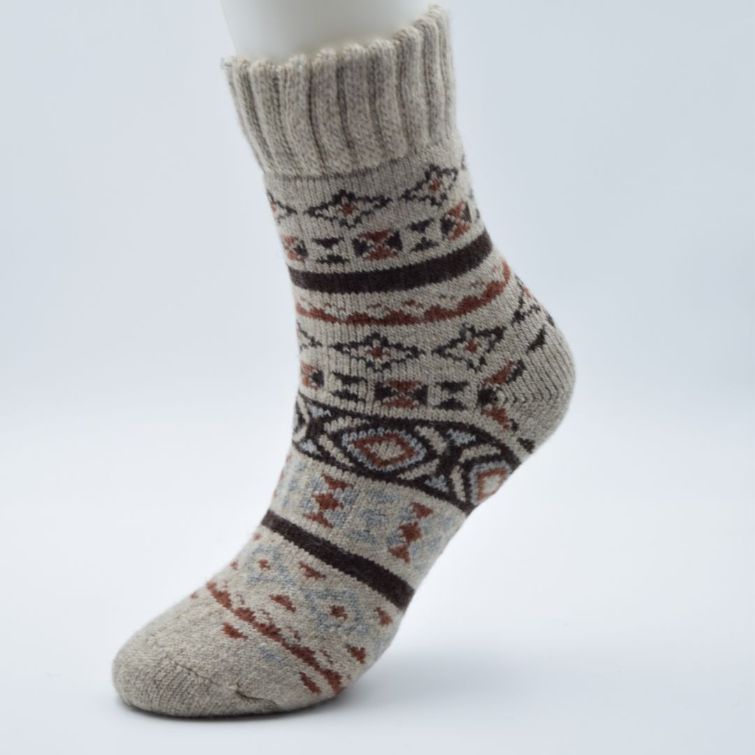 Rustic Fair Isle Unisex Winter Socks | Cozy Couples Socks for Fireplace Lounging - Image 4
