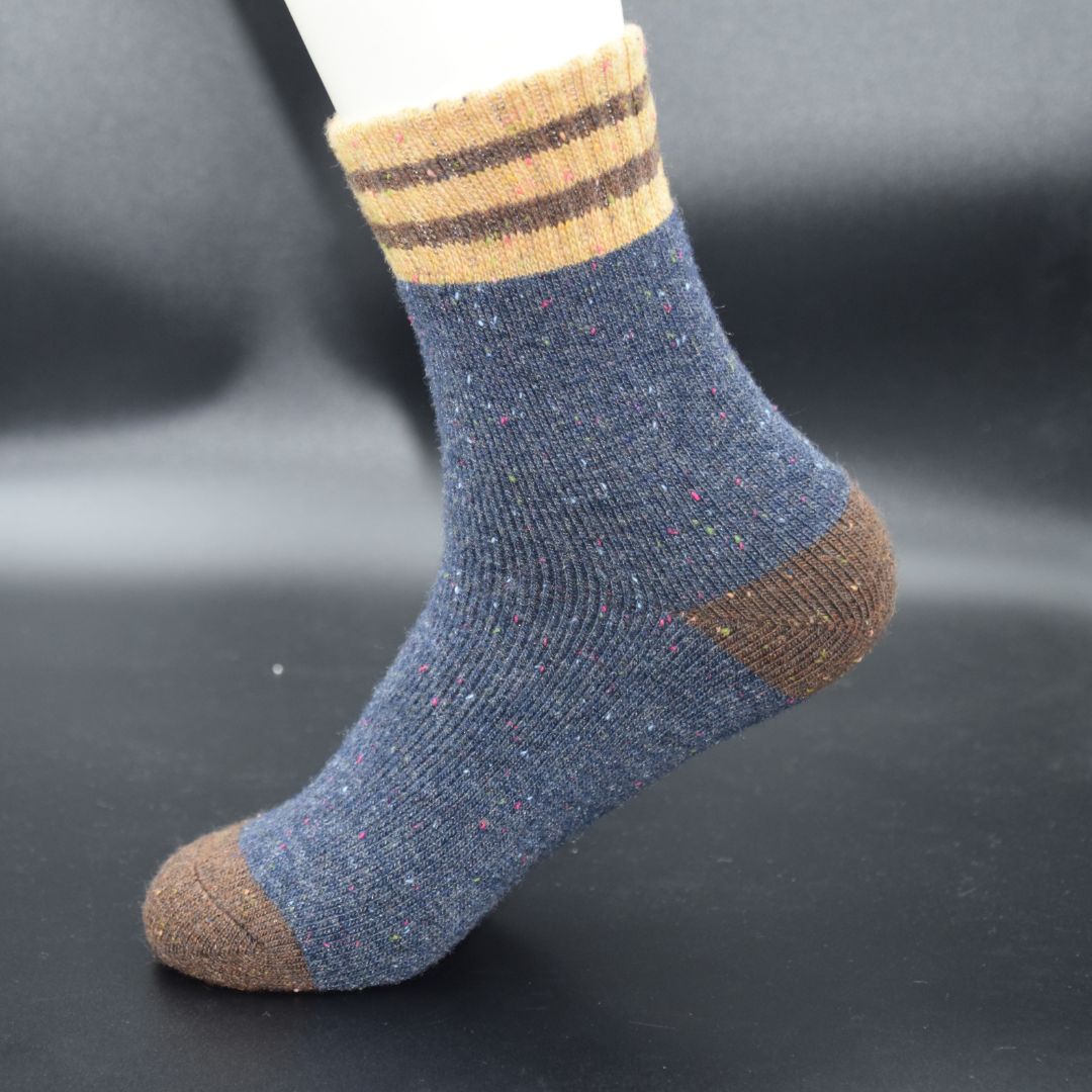 Heavy Thermal Speckle Knit Kids Winter Socks | Navy Striped Boot Socks - Image 4