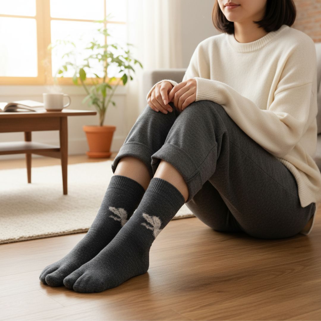 Dark Grey Woolen Thermal Socks | Soft Warm Camel Hair Blend Winter Socks - Image 4