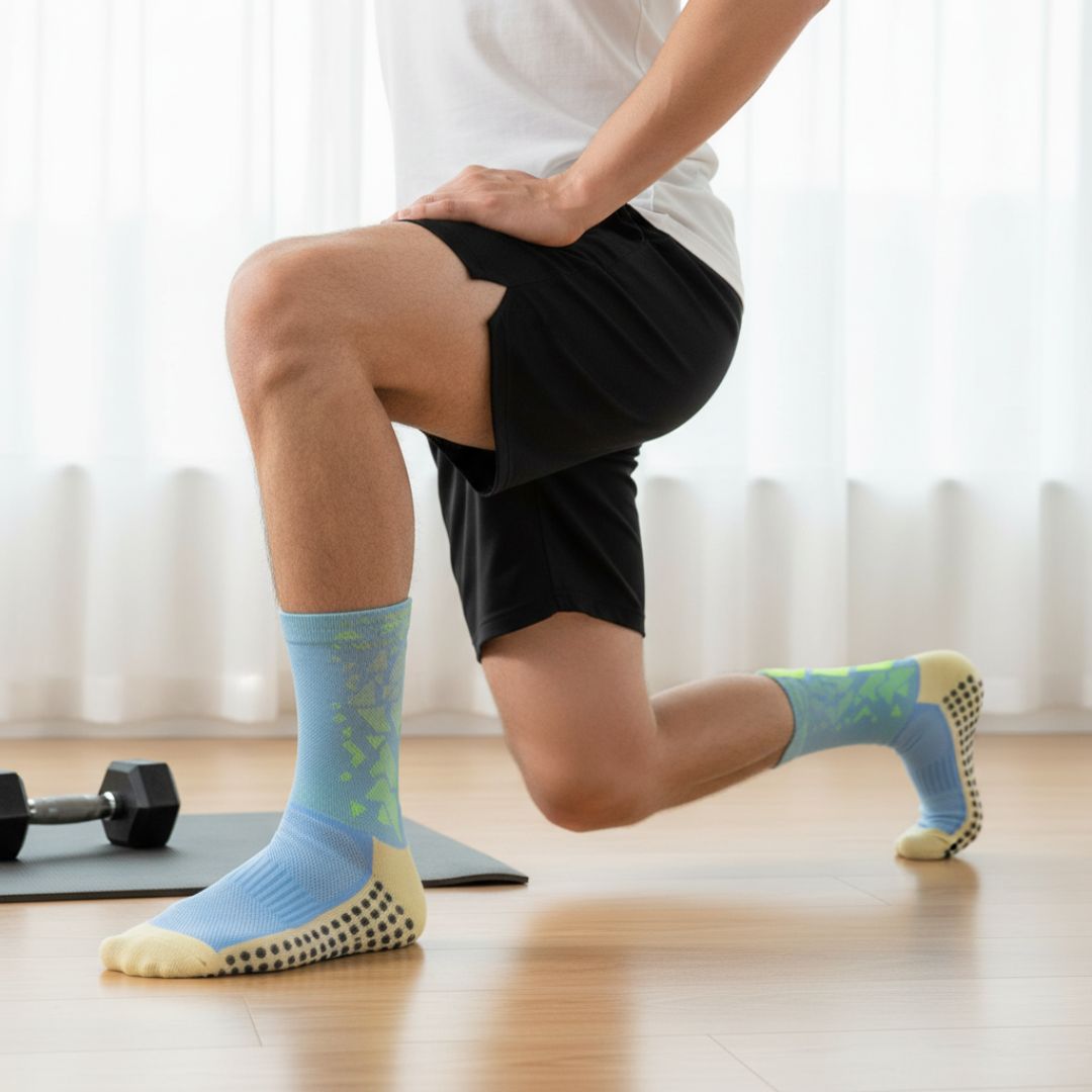 Blue & Lemon Men Anti-Slip Football Socks with Grip Sole – Professional Sports Training Socks - Image 3