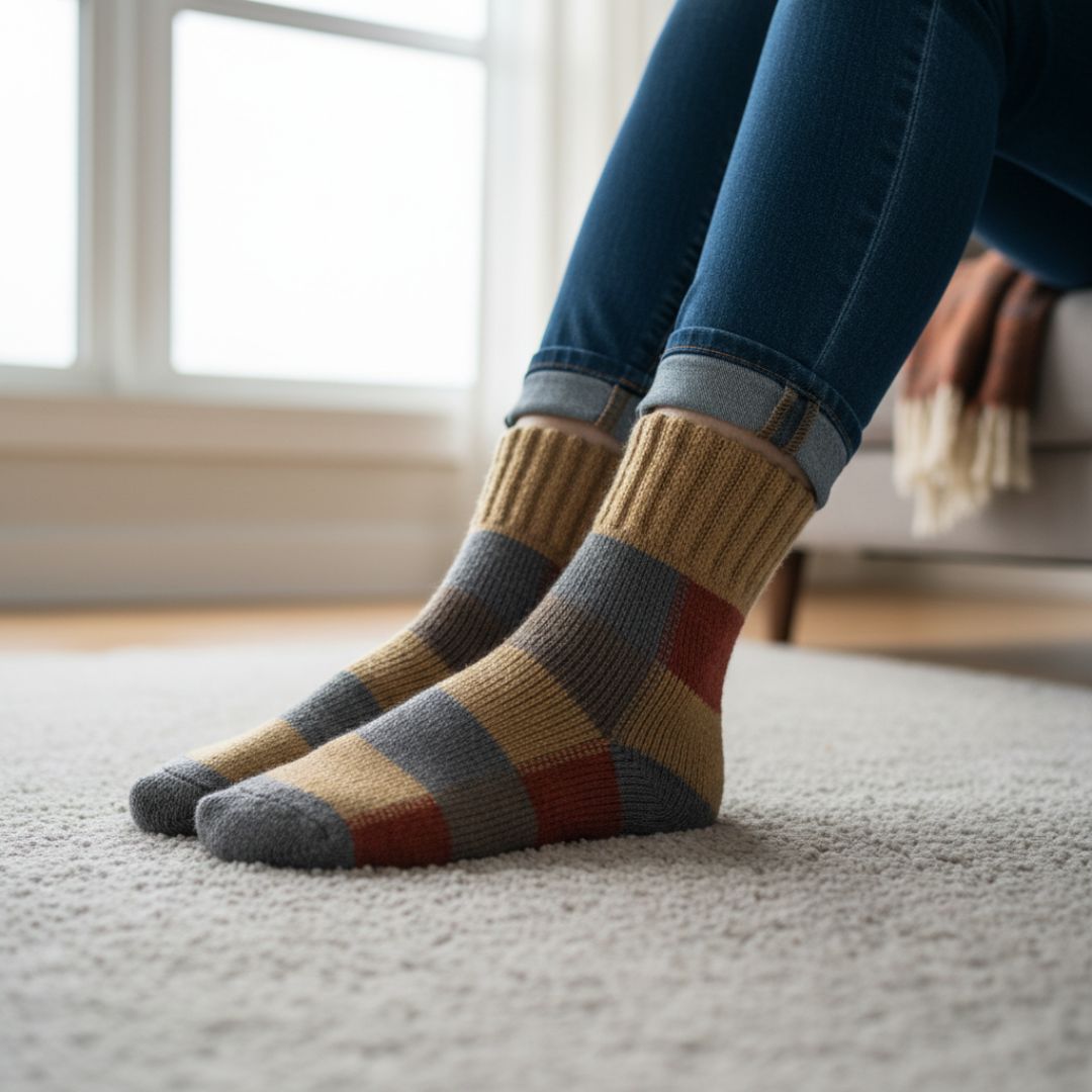 Multicolor Block Pattern Woolen Winter Socks | Soft Knit Warm Socks