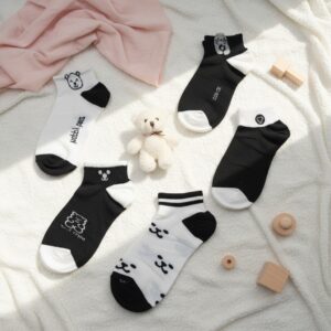 Women Cotton Ankle Socks Pack of 5 Soft Breathable Cute Design Comfort Fit