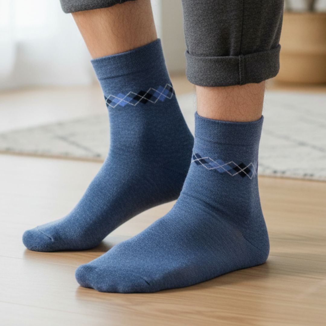 Men Cotton Ankle Socks Soft Breathable Comfort Fit Blue