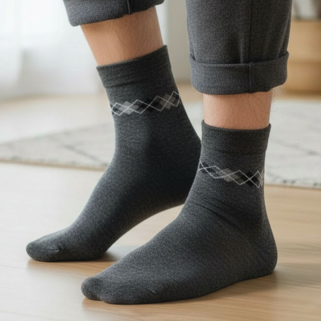 Men's Dark Grey Cotton Ankle Socks Soft Breathable Comfort Fit