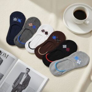 Men Cotton No Show Socks Pack of 6 Soft Breathable Low Cut, Loafers Socks
