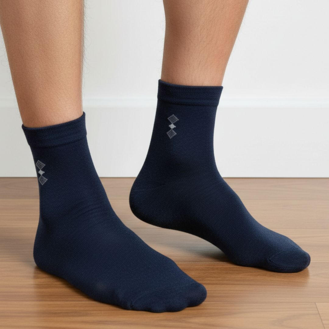 Men Cotton Ankle Socks Soft Breathable Comfort Fit Navy Blue
