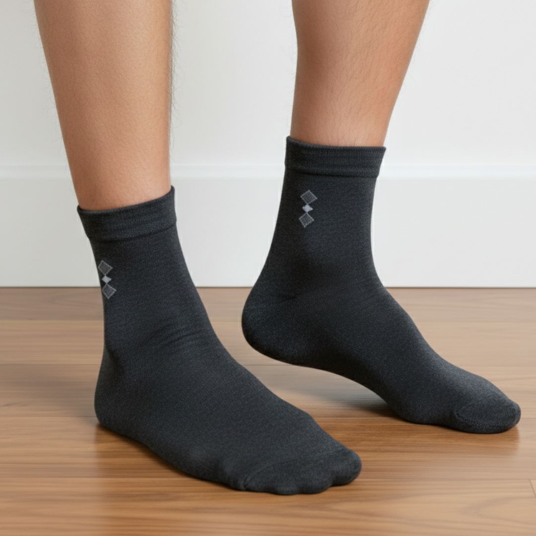 Men Cotton Ankle Socks Soft Breathable Comfort Fit Dark Grey