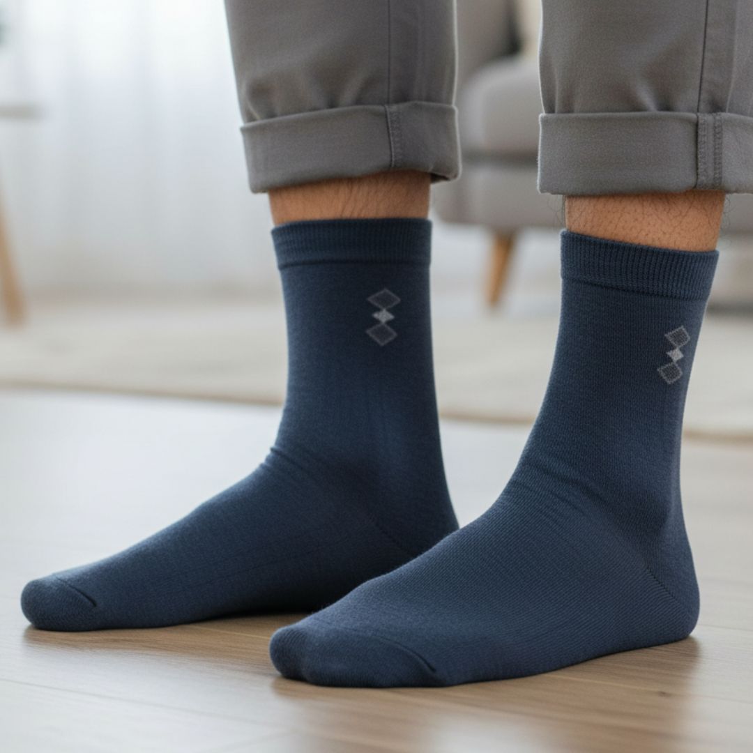 Men Cotton Ankle Socks Soft Breathable Comfort Fit Light Blue - Image 3