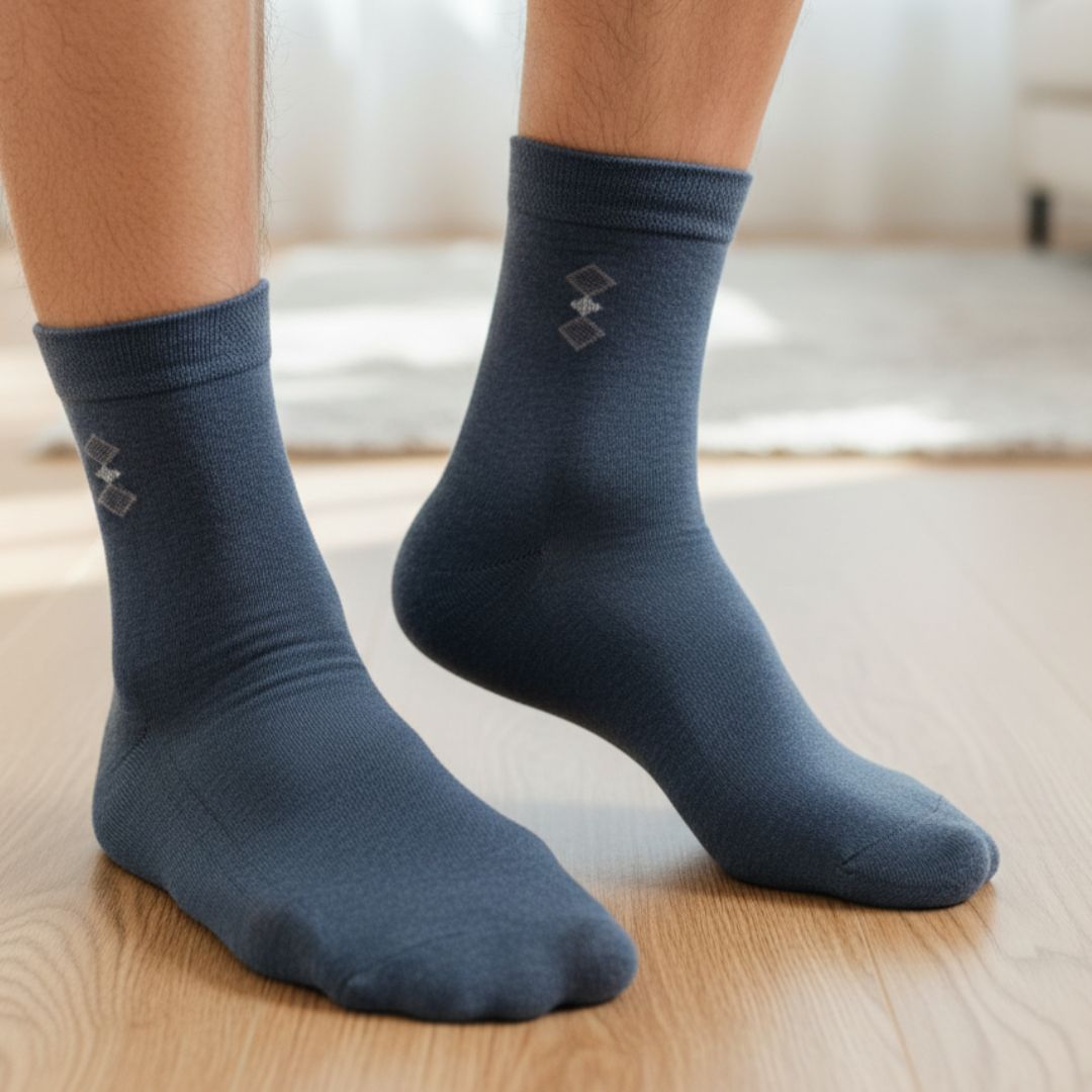 Men Cotton Ankle Socks Soft Breathable Comfort Fit Light Blue