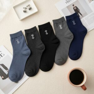 Men Cotton Crew Socks (Pack of 5) Soft Breathable Comfort Fit Multicolor