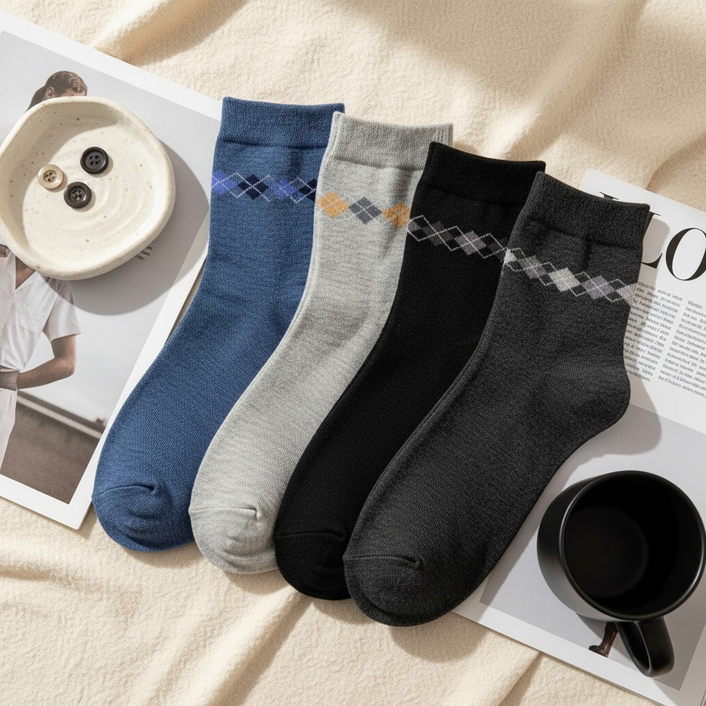 Men Cotton Ankle Socks (Pack of 4) Soft Breathable Comfort Fit Multicolor