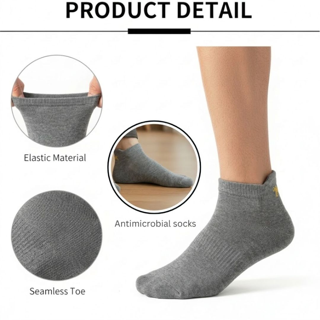 Premium Antimicrobial Ankle Socks – Breathable Odor Control Comfort