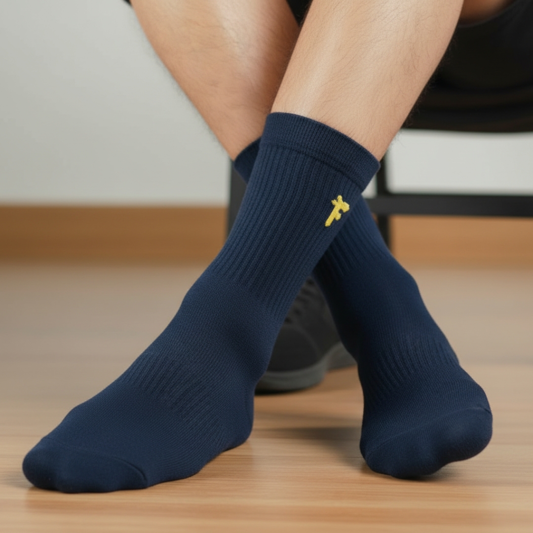 Antimicrobial Cotton Ribbed Crew Socks