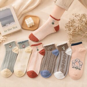 FeetbyFoot Surprise Socks Combo Pack of 6 featuring cute, colorful and trendy printed ankle socks in assorted designs.